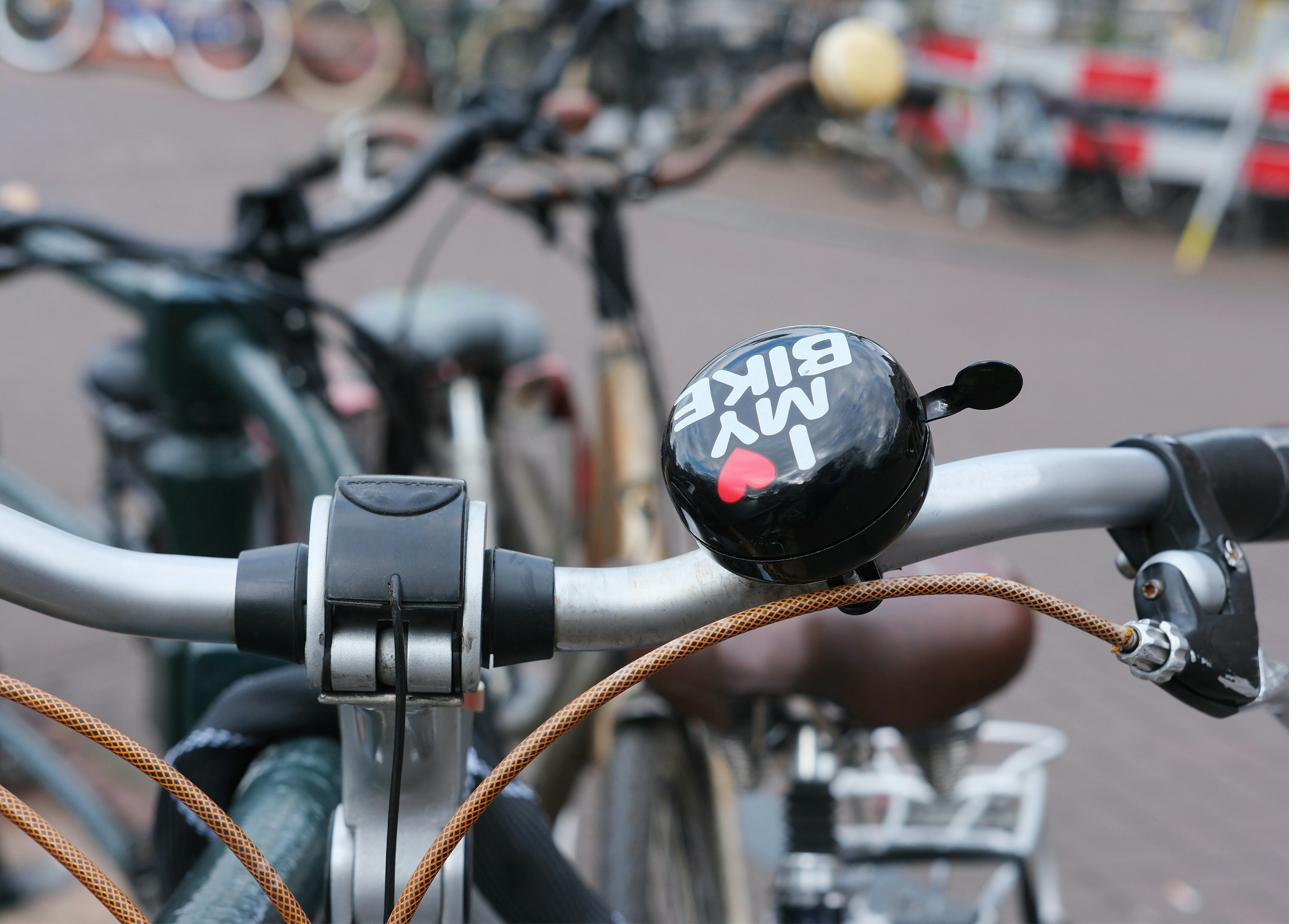 Close-up of an Amsterdam bike bell
